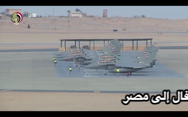 Six Egyptian Air Force Dassault Rafales after delivery of a second batch of aircraft.