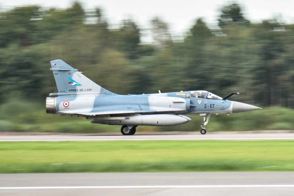 French Air Force Dassault Mirage 2000-5 arriving at Siauliai in Lithuania (NATO)