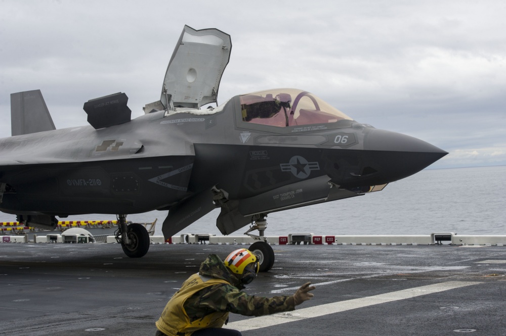 An F-35B Lightning II aircraft is launched from the flight deck of amphibious assault ship USS America (U.S. Navy photo by Petty Officer 3rd Class Kyle Goldberg/Released)